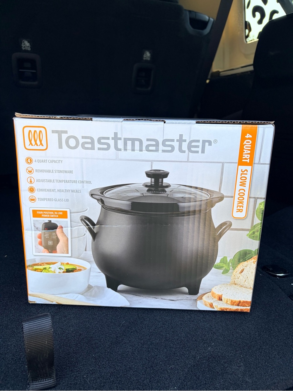 Toastmaster 4-Quart Black Cauldron Slow Cooker with Removable Stoneware